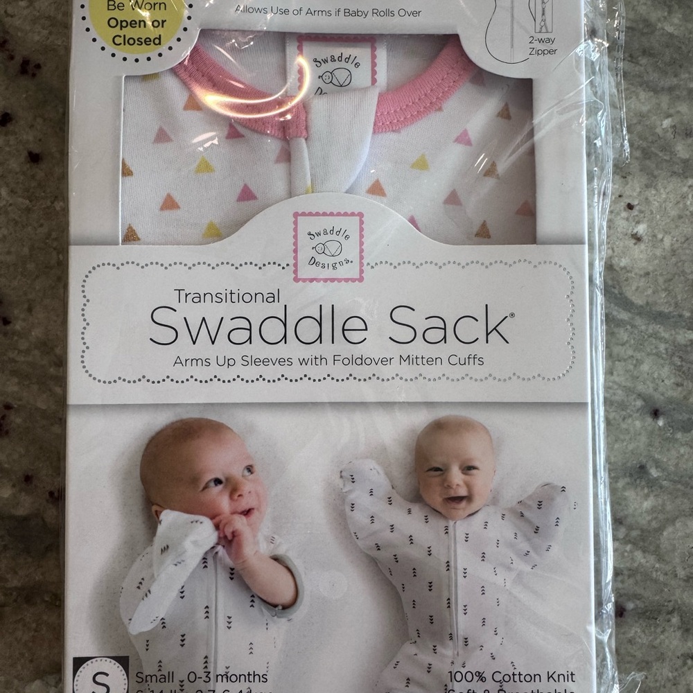 Swaddle Designs Transitional Swaddle Sack - Pink and White Triangles
